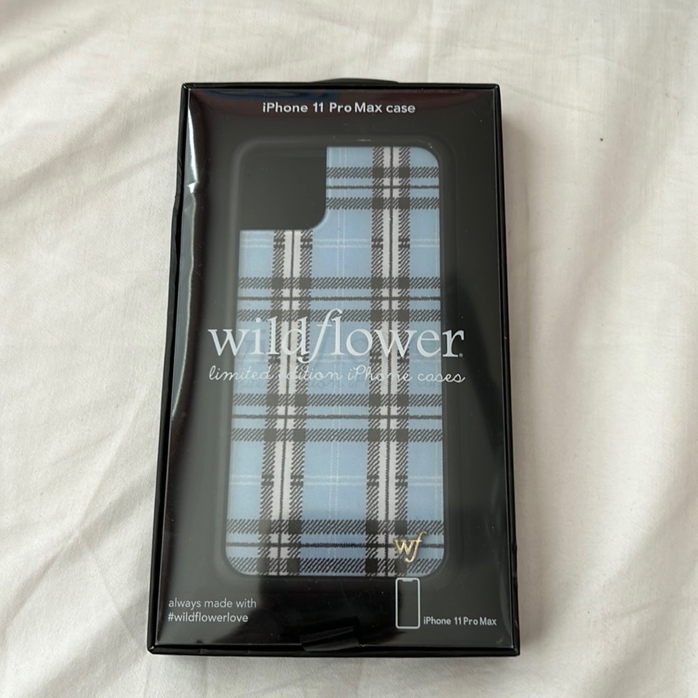 Blue Plaid Wildflower iPhone 11 Pro Max Case